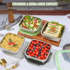 2 Pack Sandwich Containers, 40oz Stainless Steel Sandwich Box with Airtight Lids, Reusable Metal Meal Prep Lunch Boxes, BPA-Free, Dishwasher Safe, Large Capacity Food Storage Containers (Green)