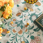 patdrea Designer Linen Green Small Cloth for Rectangle Table,Vintage Italian Floral Country Linen Tablecloth,Decor Cover for Kitchen Dining,Christmas,Thanksgiving,Tea Party,55"x71"-Tree Life