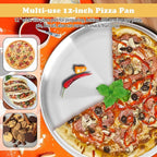 12 Inch Pizza Pan Set of 3 for Oven, Non-Stick Stainless Steel Pizza Steel, Sturdy Non-Toxic Round Pizza Pans Tray for Cookie Pizza Pie Cake, Dishwasher Safe & Easy Clean