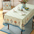 ISAENNE Designer Linen Floral Square Tablecloth,Light Green Farmhouse Durable Table Cloth,Fall Washable Decor Tablecloths for Dining Kitchen Thanksgiving Christmas,67"*67"-Floralsea B