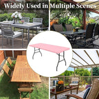 6 Pack Fitted Tablecloth for 6 Foot Rectangle Tables, Pink Elastic Outdoor Picnic Table Cover, Washable Stretch Folding Table Cloths 6 ft for Camping Party Patio Kitchen Banquet, 30" W x 72" L