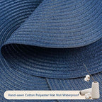 FunWheat Round Braided Placemats Set of 6 Place mats for Dining Tables Woven Heat Resistant Table Mats 15 inch (Blue,6pcs)
