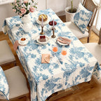 patdrea Designer Vintage Cyan Extra Long Tablecloth for Rectangle Table,Linen Ancient Castle and Manor Pattern Tablecloths,Decor for Kitchen Dining Christmas,Thanksgiving,63"x110"-Lucerne a