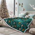 PAVILIA Premium Christmas Sherpa Throw Blanket | Christmas Decoration Gift, Fleece, Plush, Warm, Cozy Reversible Microfiber Holiday Blanket | Green Gingerbread - 60x80 Twin