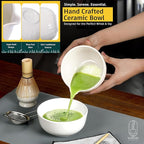 6 Pcs Matcha Whisk Set | Matcha kit with White Bowl, Bamboo Whisk, Scoop, Sifter, Holder for whisk & Cleaning Cloth, Traditional Matcha Set in Magnetic Gift Box