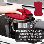 All-Clad Premium Pot Holder & Heating Pad, (1-Pack) Heat Resistant to 500 Degrees, 100% Cotton 10"x6.25" for Kitchen and Barbeque, Chili Red
