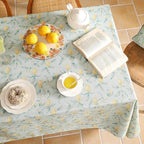 patdrea Designer Linen Green Tablecloth for Rectangle Table,Vintage Breathable Yellow Fruits Pattern Table Cloth,Decoration Cover for Kitchen Dining,Christmas,Thanksgiving,Party,55"x87"-Ania a