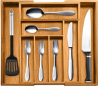 Bellemain Expandable Bamboo Drawer Organizer - Large Kitchen Utensil Holder for Cutlery, Silverware, Flatware Storage - Utensil Organizer for Kitchen Drawers, Desk, Junk Drawer Organizer Tray, 8-Slot