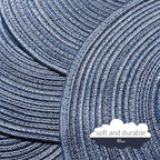 FunWheat Round Braided Placemats Set of 4 Place mats for Dining Tables Woven Heat Resistant Table Mats 15 inch (E Klein Blue, 4pcs)
