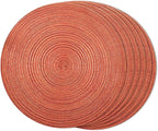 FunWheat Round Braided Placemats Set of 6 Place mats for Dining Tables Woven Heat Resistant Table Mats 15 inch for Fall(Orange)