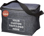 Custom Insulated Cooler Lunch Bag Set of 100, Personalized Bulk Pack - Perfect for Work, Travel, Outdoor Events - Black