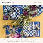 MACKENZIE-CHILDS Enamel Dinner Plate, Decorative Dinnerware Plate, 10 Inches, Set of 4, Blue-and-White Royal Check