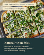 Caraway Non-Stick Ceramic Large Baking Sheet Duo - Naturally Slick Ceramic Coating - Non-Toxic, PTFE & PFOA Free - Perfect for Baking, Roasting, and More - Large (18" x 13") - Slate