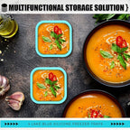 Nuogo 4 Pcs 1/2 Cup Silicone Freezer Trays with Lid Soup Freezer Containers Reusable Silicone Molds Rectangle Freezing Containers Freezing Ice Trays for Soups Sauces Stews Curries, Lake Blue