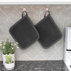 RITZ Terry Potholder & Hot Pad: Unparalleled Heat Resistant, Durable 100% Cotton – Ergonomically Designed for Optimal Grip – Easy-Care Machine Washable – 4-Pack, Black/Graphite