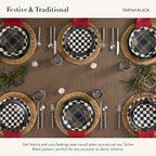 MACKENZIE-CHILDS Enamel Dinner Plate, Decorative Dinnerware Plate, 10 Inches, Black Tartan