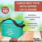 Custom Insulated Cooler Lunch Bag Set of 10, Personalized Bulk Pack - Perfect for Work, Travel, Outdoor Events - Mint