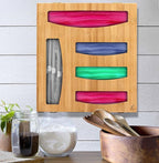 Emeril Lagasse Bamboo Bag Storage Organizer – 5-Compartment Food Storage Bag Holder for Kitchen Drawers & Countertops – Durable Bamboo, Universal Fit for Slider & Zipper Bags