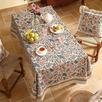 ISAENNE Designer Boho Floral Rectangular Tablecloth,Linen Lotus Flower Pattern Colorful Indoor Table Cloth,Durable Decor Tablecloths for Dining Thanksgiving Kitchen Christmas,55"*87"-Hazel A