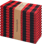 Urban Villa Cotton Dinner Napkins Set of 12, 20x20 Inche Soft Premium Cotton Napkins, Hotel Quality Highly Absorbent, Reusable & Washable Mitered Corner Table DinnerNapkins - (Red/Black, Checks)