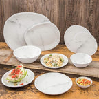 Carlisle FoodService Products Ridge Reusable Plastic Bowl for Home and Restaurant, Melamine, 52 Ounces, Marble, (Pack of 12)
