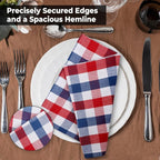Urban Villa July 4th Cloth Napkins Red/Blue/White Dinner Napkins 100% Cotton (Set of 12) 20x20 Inches Buffalo Checks Highly Absorbent Soft Durable Reusable & Washable Table Dinner Napkins
