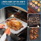 E-far Baking Sheet with Wire Rack (2 Pans + 2 Racks), Large Stainless Steel Cookie Sheets Pan & Cooling Rack for Baking Cookies Cake, Non Toxic & Heavy Duty, Oven & Dishwasher Safe, 18 x 13 x 1 Inch