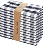 Urban Villa Cloth Dinner Napkins Set of 12 20''x20''100% Cotton Black White Buffalo Checks Highly Absorbent Washable Reusable Durable Ideal for Farmhouse Party Thanksgiving Fall Christmas Everyday Use