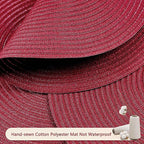 FunWheat Round Braided Placemats Set of 6 Place mats for Dining Tables Woven Heat Resistant Table Mats 15 inch (Wine)