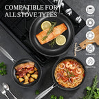 KITEXPERT Non Stick Frying Pans with Lid, 12" Titanium Ceramic Pan Nonstick Stainless Steel Skillet, PFAS PFOA & PTFE Free, Quick-Cool Handle, Dishwasher & Oven Safe, Compatible with All Cooktops