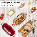 Enamelled Cast Iron Bread Loaf Pot – Dutch Oven For Sourdough Bread Baking – Oven Safe Non Stick Bread Pot – Rectangular, Red, 34cm x 16cm – by Nuovva
