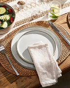 Famiware Annecy Plates and Bowls Sets, Service for 4 (16 Pieces), Dinnerware Sets with Pasta Bowls, Microwave and Dishwasher Safe Dishes Set, Chip and Scratch Resistant, Grey-White
