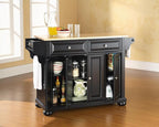 Crosley Furniture Alexandria Wood Top Rolling Kitchen Island Storage Cart, Microwave Stand, Spice Rack, Black