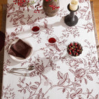 ISAENNE Designer Vintage Linen Table Cloth for Rectangle Table,Red Floral Pattern Linen Stain Resistant Tablecloth,Decor Tablecloths for Dining Thanksgiving Kitchen Party,55"*79"-Harmony