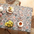 ISAENNE Designer Boho Floral Long Rectangle Tablecloth,Linen Lotus Flower Pattern Colorful Indoor Table Cloth,Durable Decor Tablecloths for Dining Thanksgiving Kitchen Christmas,63"*94"-Hazel A