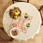 patdrea Designer Vintage Small Round Table Cloth,French Tropical Style Breathable Linen Tablecloth,Table Cover Cloth for Kitchen Dining Christmas,Thanksgiving,Diameter 55"-Pineapple a