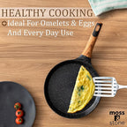 Moss & Stone 9.5-Inch Nonstick Crepe Pan with Spreader – Ceramic Dosa Tawa, Flat Skillet for Roti, Pancakes, Tortillas – Induction Compatible, Nonstick Pancake Pan for Stovetop Use, Balck
