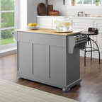 Crosley Furniture Alexandria Wood Top Rolling Kitchen Island Storage Cart, Microwave Stand, Spice Rack, Gray