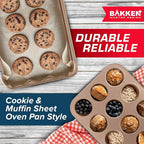BAKKEN 10-Piece Kitchen Baking Pan Set - Commercial Grade Carbon Steel Bakeware, With Nonstick Coating, Stackable and Space-saving Design, PFOA, PFOS, PTFE Free, Oven Safe Tray (Up To 450°F), Brown