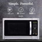 Farberware 1.2 Cu. Ft. Countertop Microwave Oven – 1000 Watts Power, Smart Sensor Auto Cook Settings, Defrost, Easy Clean and Child Safety Lock - Stainless