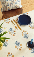 ISAENNE Designer French Pale Yellow Rectangular Tablecloth,Linen Floral Table Cloth,Wrinkle Resistant Decor Tablecloths for Dining Thanksgiving Banquet Kitchen Party,55"*87"-Estevan A