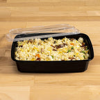 TIYA Food Containers - 38 oz Bulk 150 Pack with Lids - Rectangular Plastic To-Go Containers - Reusable, Microwavable, Dishwasher Safe - Leak-Proof for Meal Prep - BPA-Free