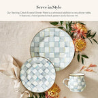 MACKENZIE-CHILDS Enamel Dinner Plate, Decorative Dinnerware Plate, 10 Inches, Set of 1, Gray-and-White Sterling Check