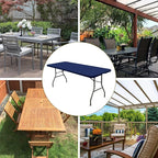 10 Pack Stretch Fabric Table Top Cap Cover, fits 8' Tables, Spandex Table Covers Washable Elastic Rectangle Tablecloth Protector for Indoor Outdoor Party Picnic Wedding, Navy Blue, 30" W x 96" L