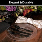 120 Count Plastic Plates 10.25 inch Premium Quality Heavyweight China Like Disposable Plates, Wedding and Party Dinnerware, Crystal Clear, Value Pack 120 Count