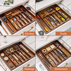 SMIRLY Silverware Drawer Organizer – Bamboo Kitchen Drawer Organizer, Adjustable Utensil Holder and Cutlery Tray, Drawer Dividers for Flatware and Kitchen Utensils