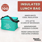 DISCOUNT PROMOS Custom Insulated Cooler Lunch Bag Set of 100, Personalized Bulk Pack - Perfect for Work, Travel, Outdoor Events - Mint