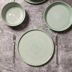 Stone Lain Claire 24-Piece Dinnerware Set Stoneware, Plates and Bowls Set, Dishwasher and Microwave Safe, Dish Set for 8, Green