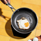 HexClad Hybrid Nonstick 7-Inch Frying Pan with Tempered Glass Lid, Stay-Cool Handle, Dishwasher-Friendly, Oven-Safe Up to 900°F, Induction Ready, Compatible with All Cooktops