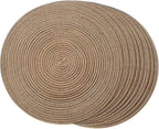 FunWheat Round Braided Placemats Set of 8 Place mats for Dining Tables Woven Heat Resistant Table Mats 15 inch for Fall (E Brown, 8pcs)